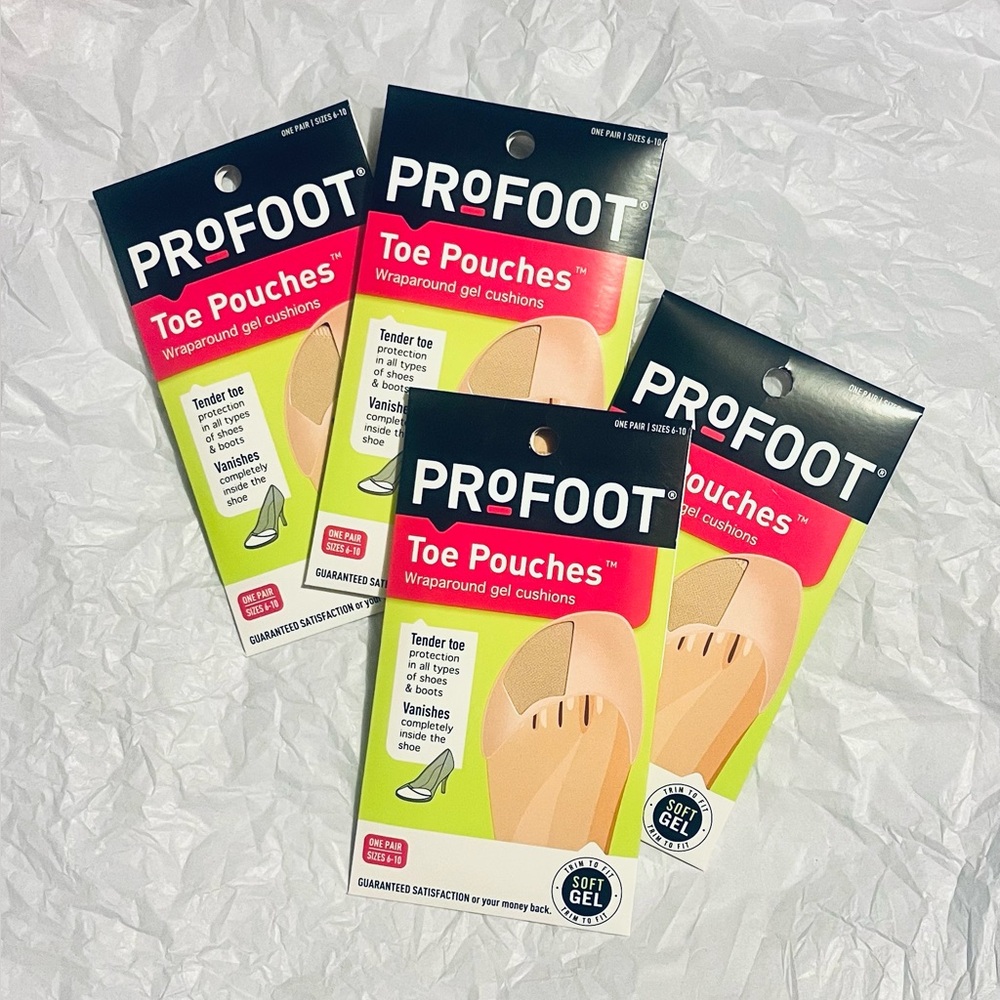 ProFoot Toe Pouches Wraparound Gel Cushions X4